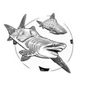 lemon shark, sea turtle tattoo design idea