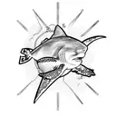 lemon shark, sea turtle tattoo design idea