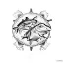 lemon shark and sea turtle tattoo design idea