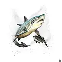 lemon shark and sea turtle tattoo design idea