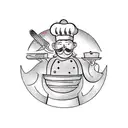 A traditional-style chef cooking in a spaceship tattoo design idea