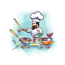 A traditional-style chef cooking in a spaceship tattoo design idea