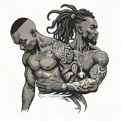 very young slim teen girl and a muscular african man tattoo design idea