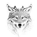 Native Indian wolf tattoo design idea