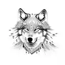 Native Indian wolf tattoo design idea