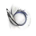 Feather with blue eyes tattoo design idea