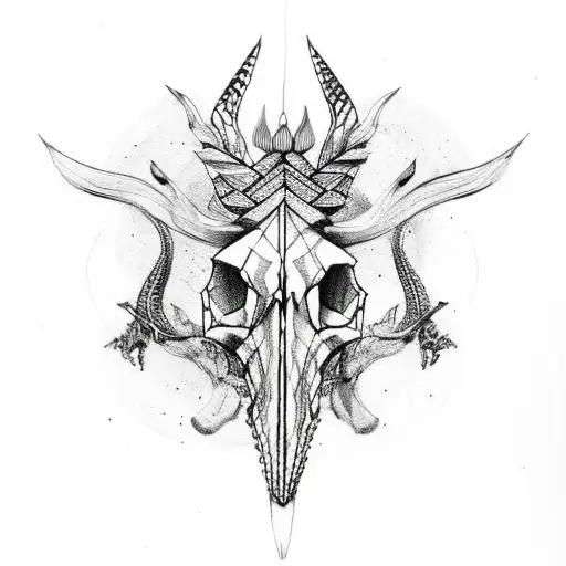 nordic animal skull tribal sketch  tattoo design idea