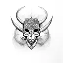 norse animal skull tribal sketch  tattoo design idea