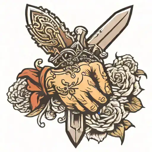 handshake with dagger tattoo design idea