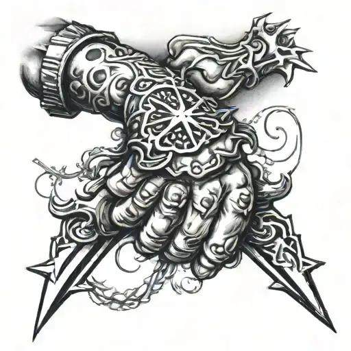 handshake with dagger tattoo design idea