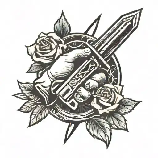 handshake with dagger tattoo design idea