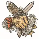 handshake with dagger tattoo design idea