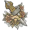 handshake with dagger tattoo design idea