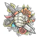 handshake with dagger tattoo design idea