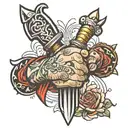 handshake with dagger tattoo design idea