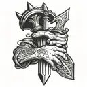 handshake with dagger tattoo design idea