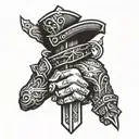 handshake with dagger tattoo design idea