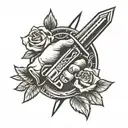 handshake with dagger tattoo design idea