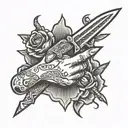 handshake with dagger tattoo design idea