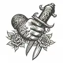 handshake with dagger tattoo design idea