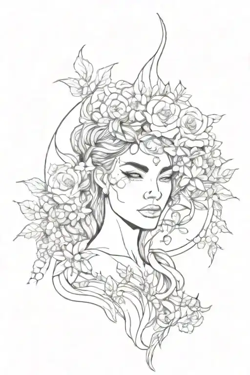 Gaia woman flowers earth tattoo design idea