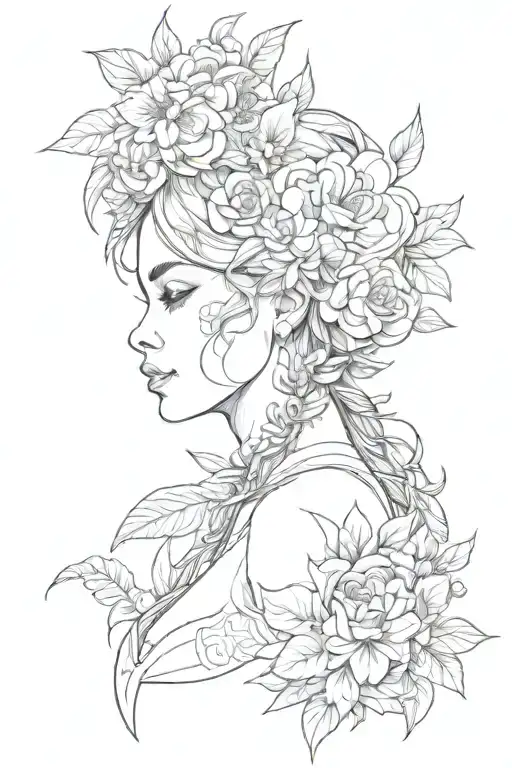 Gaia earth flowers woman tattoo design idea