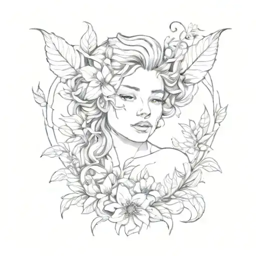 Gaia earth flowers woman tattoo design idea