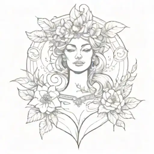 Gaia earth flowers goddess  tattoo design idea