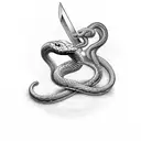 Snake around a dagger with open mouth going up to the left tattoo design idea