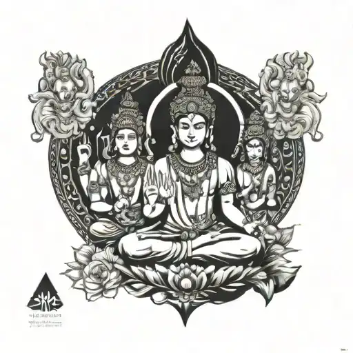 suggest some unique tatto having shiva , vishnu and brahma in it  tattoo design idea