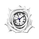 Clock with roses tattoo design idea