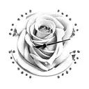 Clock with roses tattoo design idea