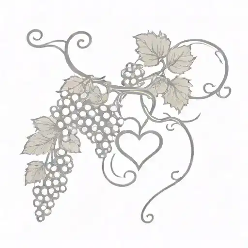 grape vine with heart and grapes   tattoo design idea
