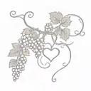 grape vine with heart and grapes   tattoo design idea