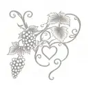 grape vine with heart and grapes   tattoo design idea