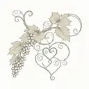 grape vine with heart and grapes   tattoo design idea