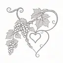 grape vine with heart and grapes   tattoo design idea
