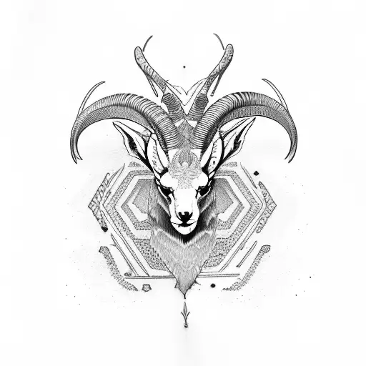 ibex, desert tattoo design idea