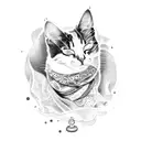 calico cat sleeping in a shoe tattoo design idea