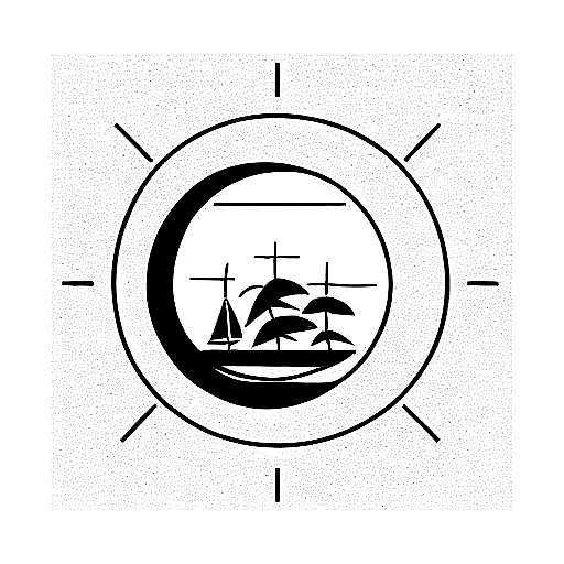 dawn at sea tattoo design idea