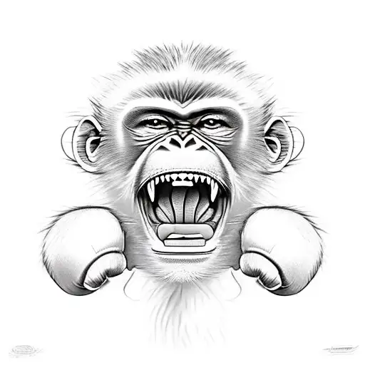 angry monkey boxer tattoo design idea