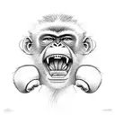 angry monkey boxer tattoo design idea