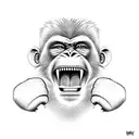 angry monkey boxer tattoo design idea