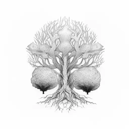 Tree of Life Yggdrasil roots and branches tattoo design idea