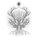 Tree of Life Yggdrasil roots and branches tattoo design idea