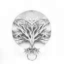 Tree of Life Yggdrasil roots and branches tattoo design idea