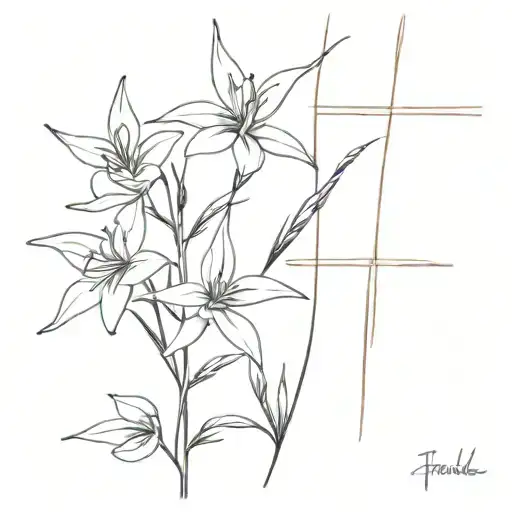 fireweed and cross intertwined tattoo design idea