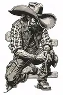 Cowboy praying at the cross tattoo tattoo design idea
