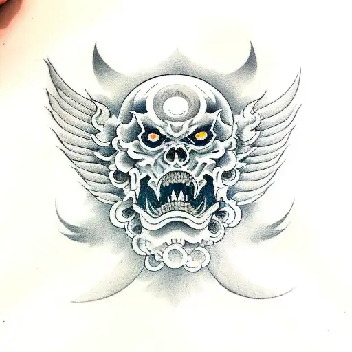 full demon body with wings tattoo design idea
