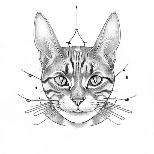 Cat skull with mushrooms and plants out of sight tattoo design idea